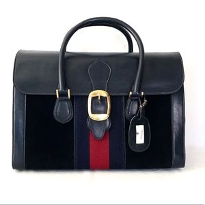 Gucci Vintage Suede Web Doctor Travel Bag